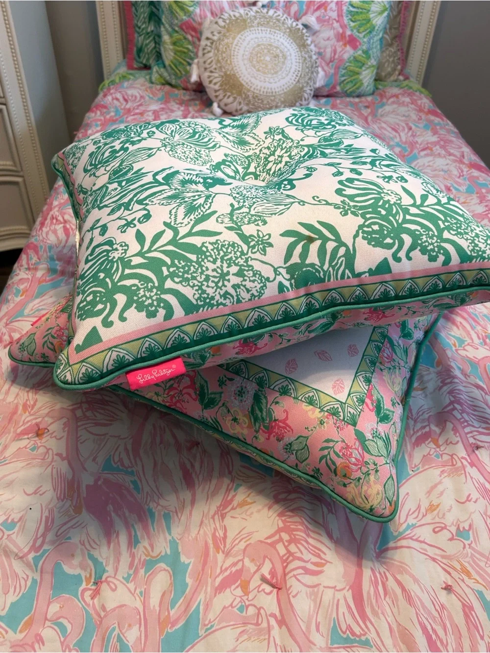 Set of 2 Lilly Pulitzer Via Amore Spritzer indoor/outdoor pillows 20x20